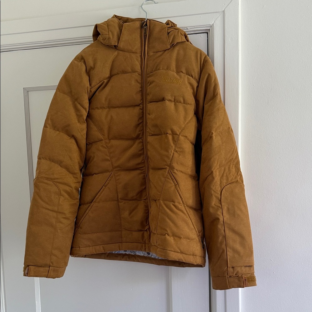 Burton Tan Microsuede Snowboarding Jacket with Hood